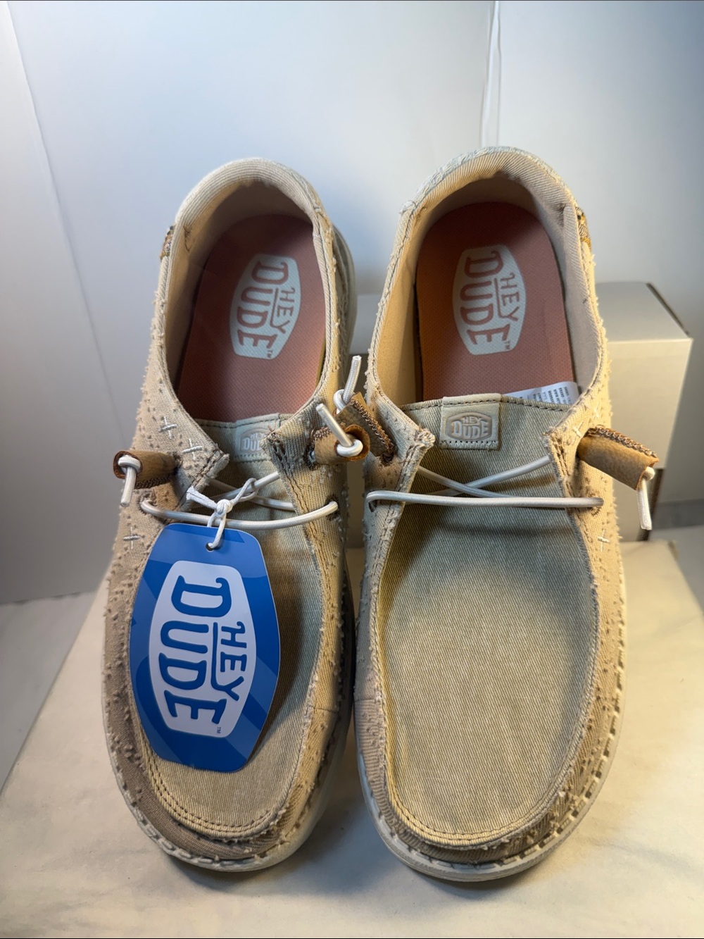 Hey Dude Beige Canvas Lace-Up Women's Sneakers